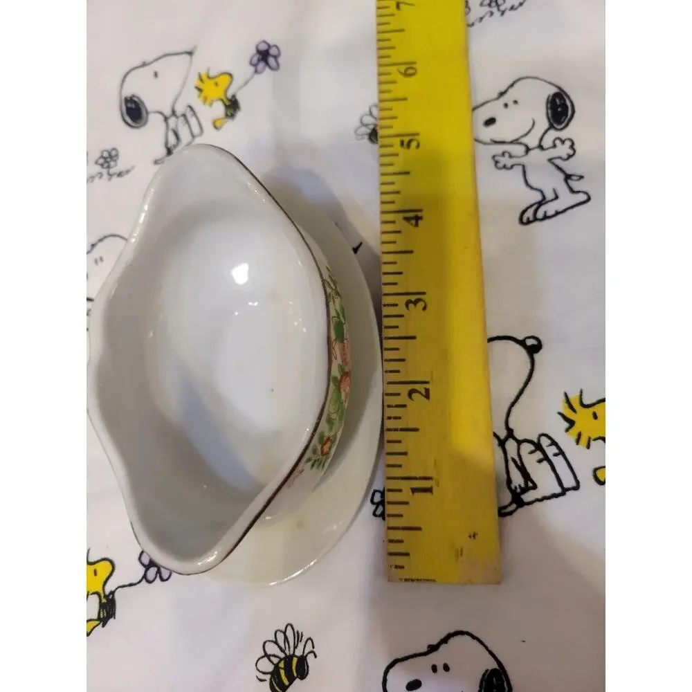 Vintage China Hand Painted Made In Japan Gravy Boat Floral Small Child Sized ?